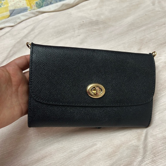 Black Wristlet Clutch with Gold Accent - Picture 7 of 10